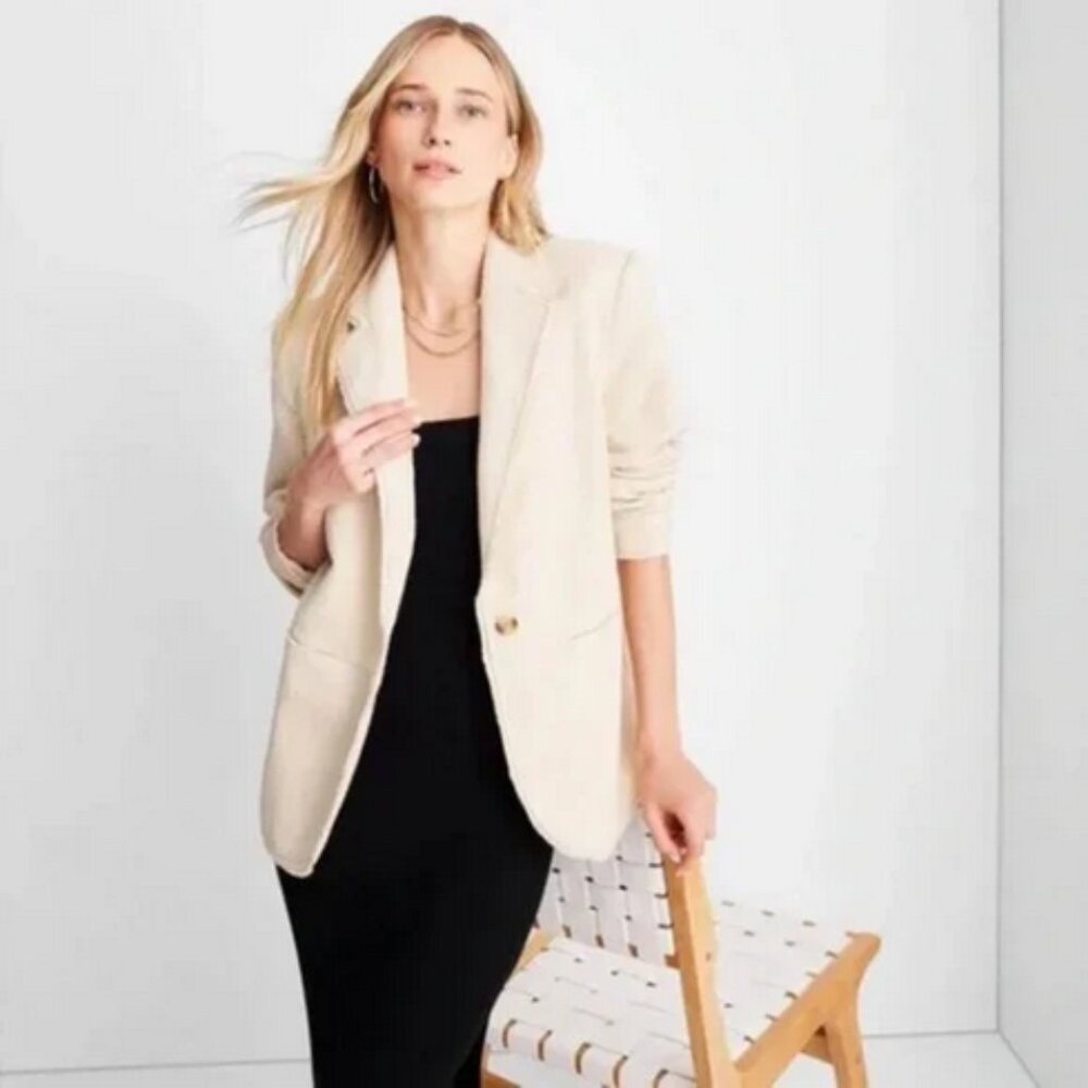 Women's Boucle Frayed Edge Blazer - Future‎ Collective™ Jenny K. Lopez Cream XXS